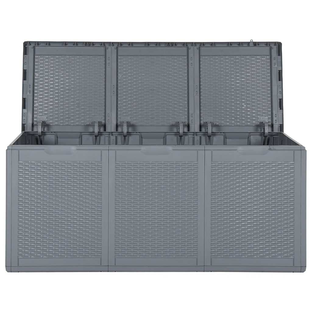 vidaXL Garden Storage Box Grey PP Rattan 270 L