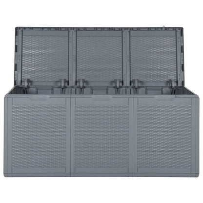 vidaXL Garden Storage Box Grey PP Rattan 270 L