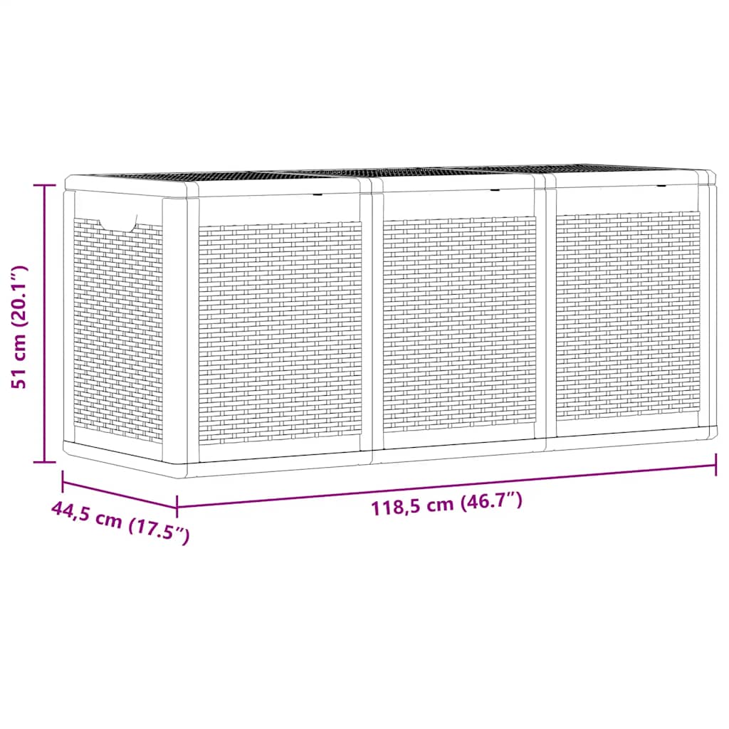 vidaXL Garden Storage Box Grey PP Rattan 270 L