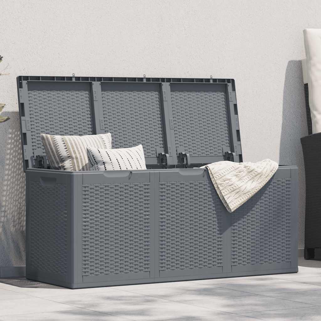 vidaXL Garden Storage Box Grey PP Rattan 270 L