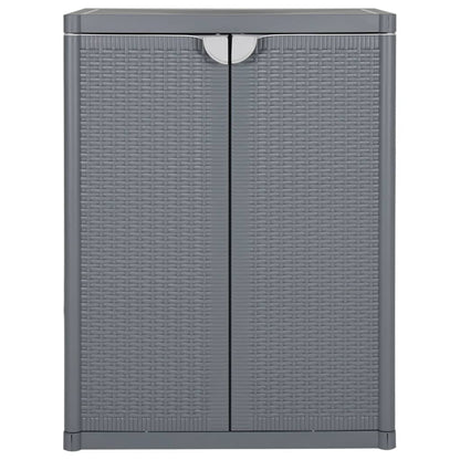 vidaXL Garden Storage Cabinet Grey 65x45x88 cm PP Rattan