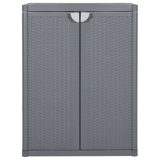 vidaXL Garden Storage Cabinet Grey 65x45x88 cm PP Rattan