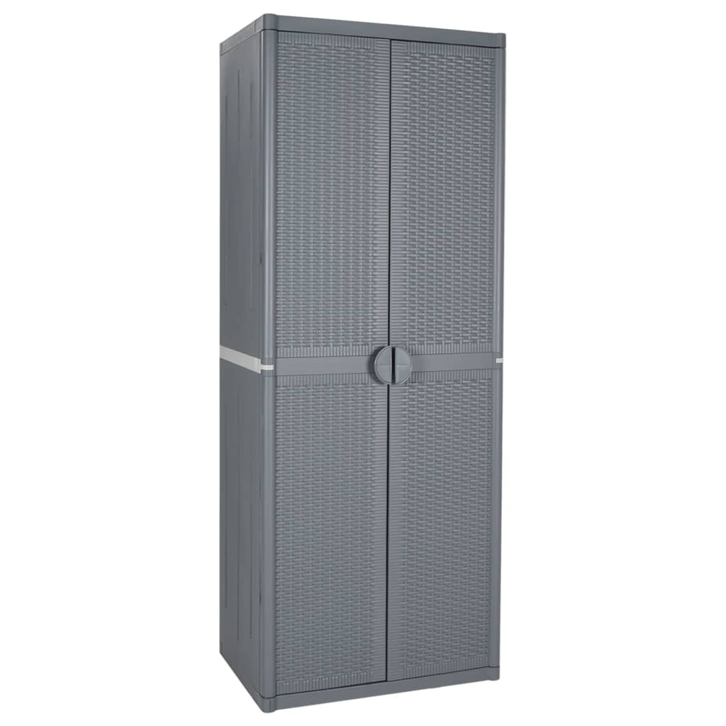 vidaXL Garden Storage Cabinet Grey 65x45x172 cm PP Rattan