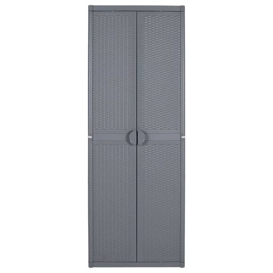 vidaXL Garden Storage Cabinet Grey 65x45x172 cm PP Rattan