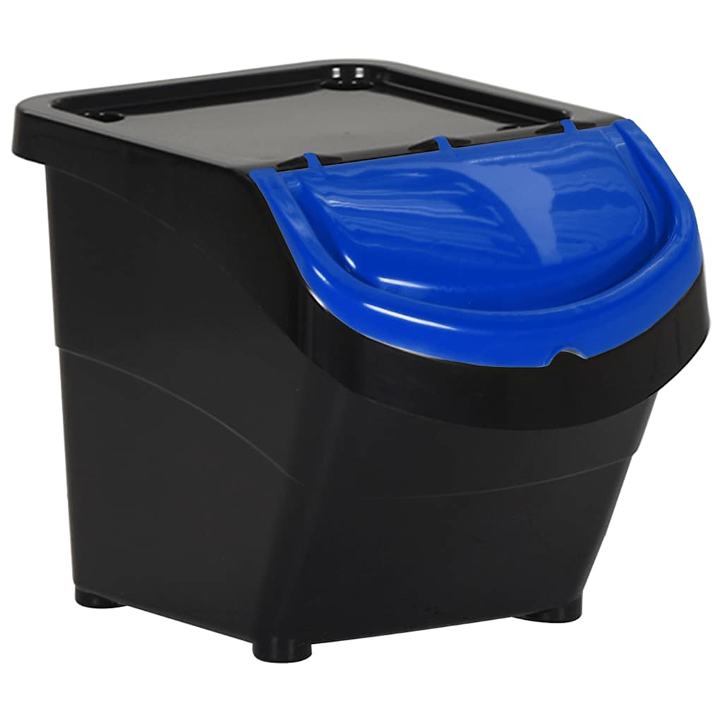 vidaXL Stackable Waste Bins with Lids 3 pcs Black PP 78 L
