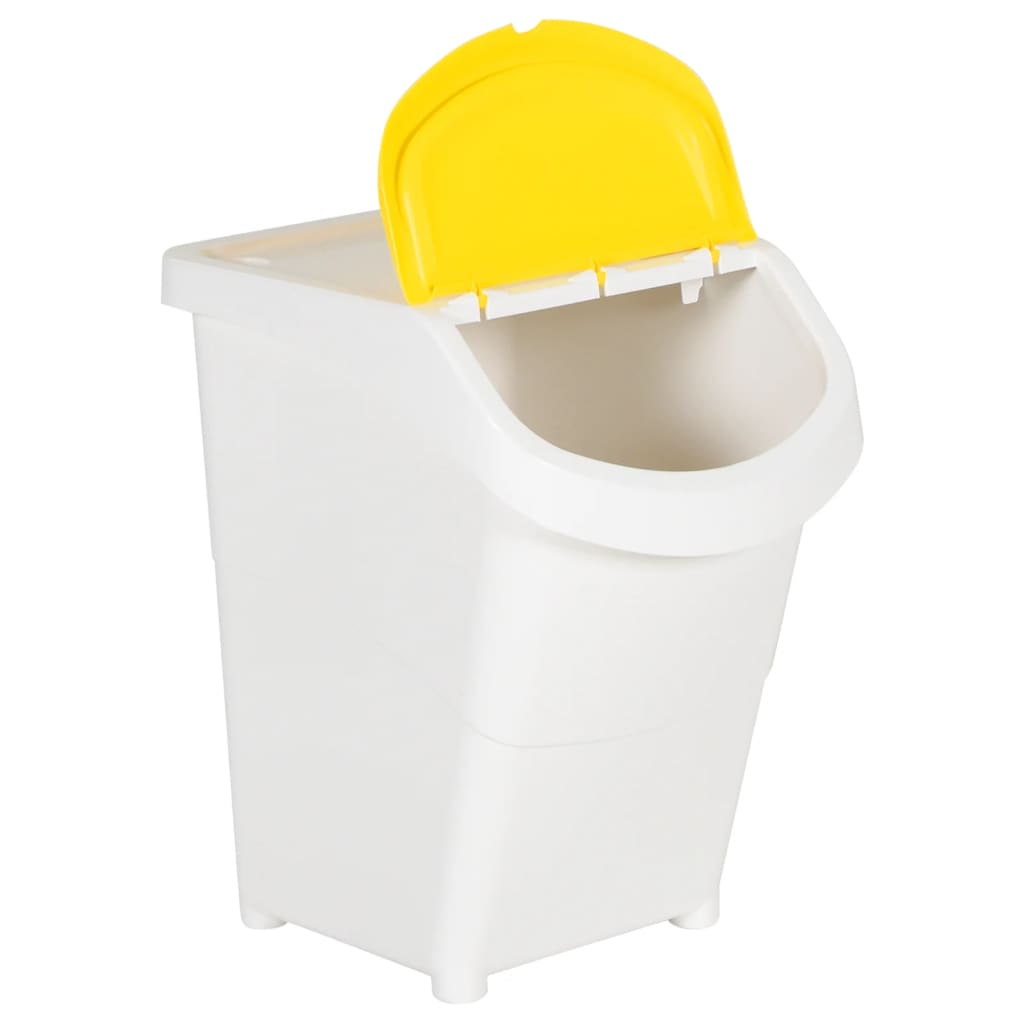 vidaXL Stackable Waste Bins with Lids 3 pcs White PP 120 L
