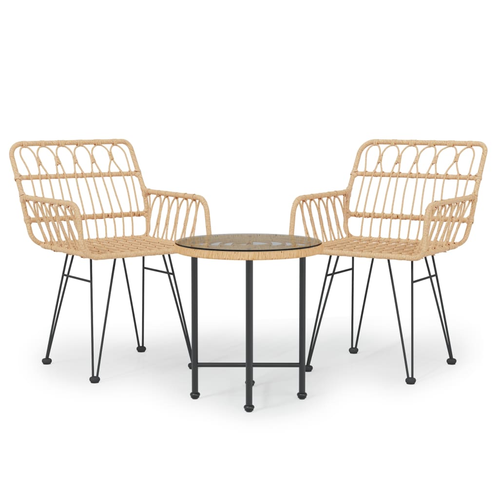 vidaXL 3 Piece Garden Dining Set Poly Rattan