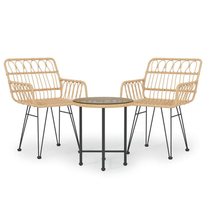 vidaXL 3 Piece Garden Dining Set Poly Rattan