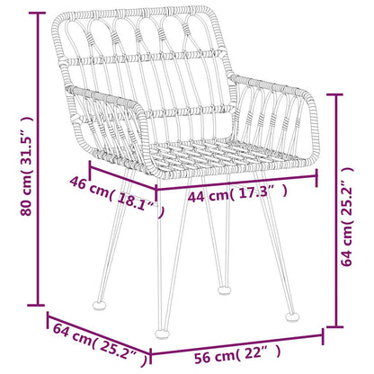 vidaXL 3 Piece Garden Dining Set Black Poly Rattan