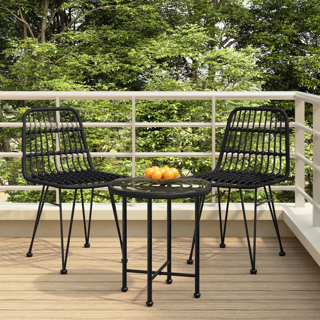 vidaXL Garden Dining Set | Black | Steel, Polyethylene with a Rattan Look