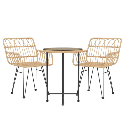 vidaXL 3 Piece Garden Dining Set Poly Rattan