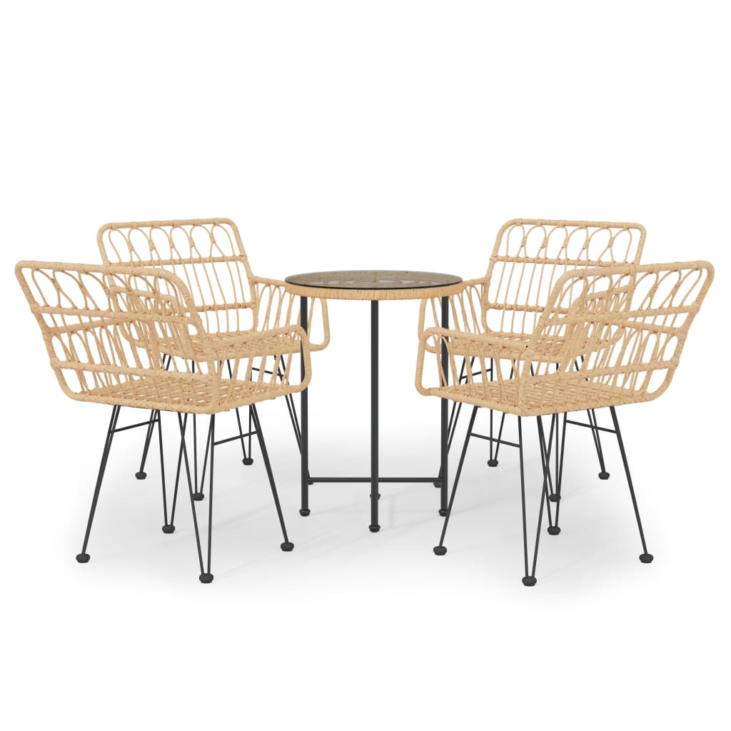vidaXL Garden Dining Set | Black | Poly Rattan | Medium | Ergonomic