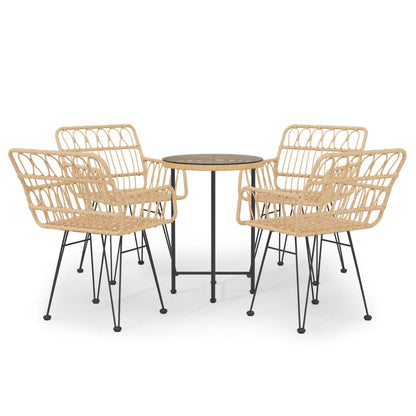 vidaXL Garden Dining Set | Black | Poly Rattan | Medium | Ergonomic