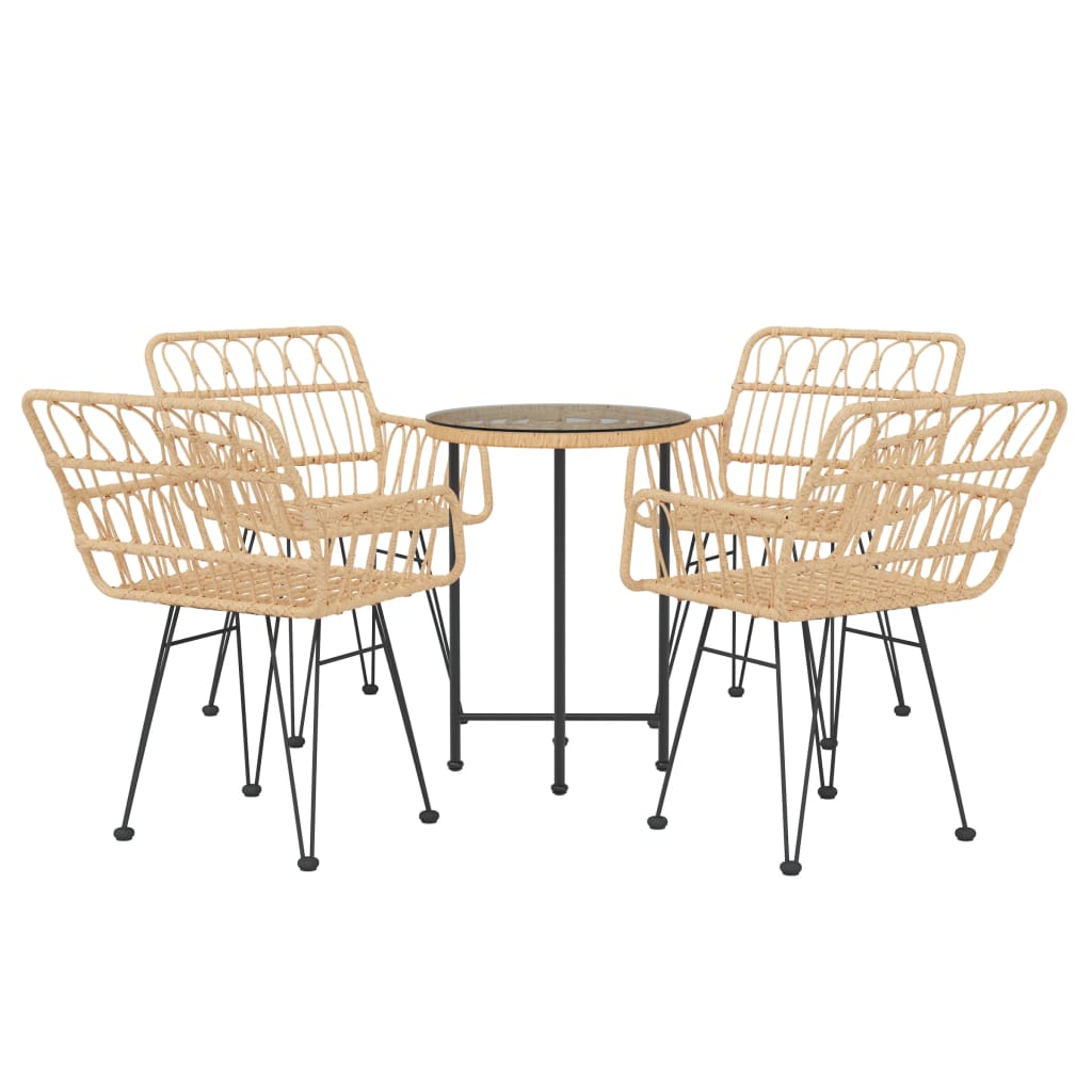 vidaXL Garden Dining Set | Black | Poly Rattan | Medium | Ergonomic