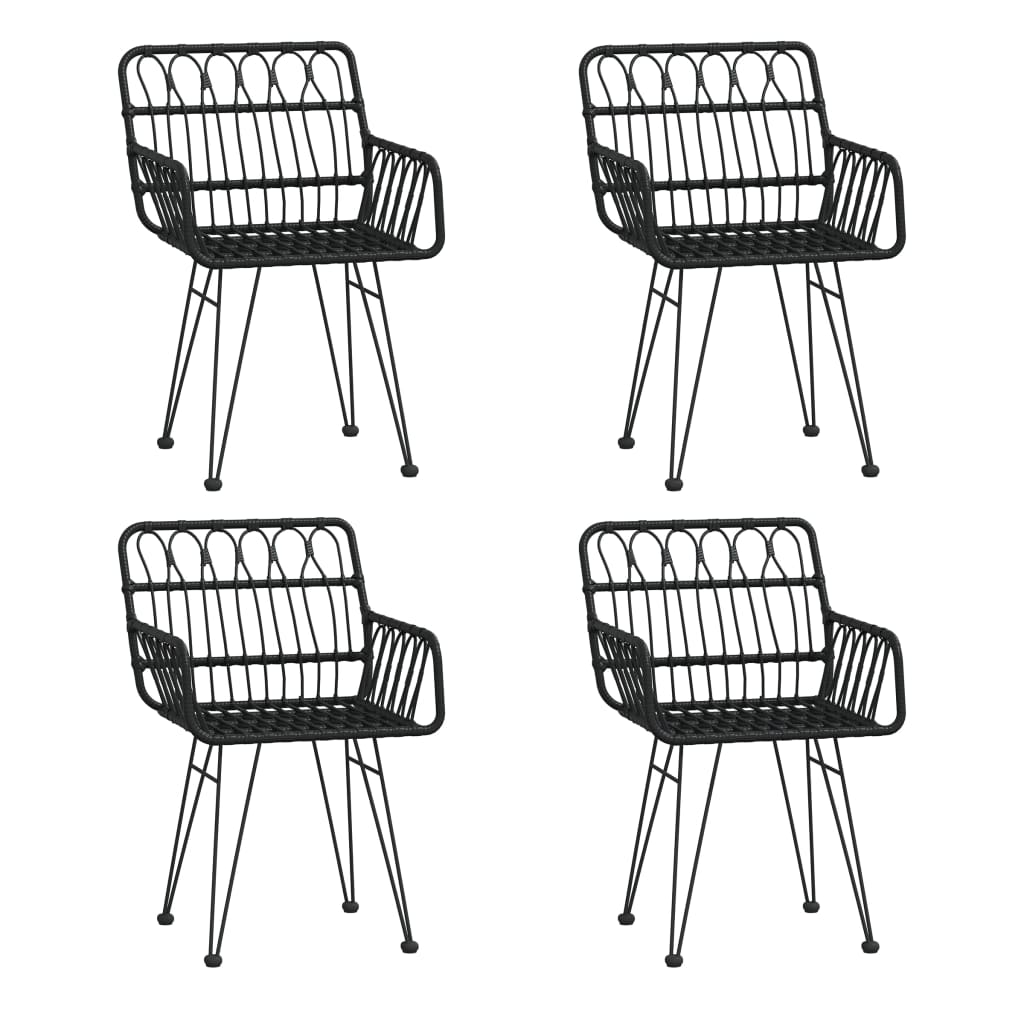 vidaXL Garden Dining Set | Black | PE rattan, steel, tempered glass