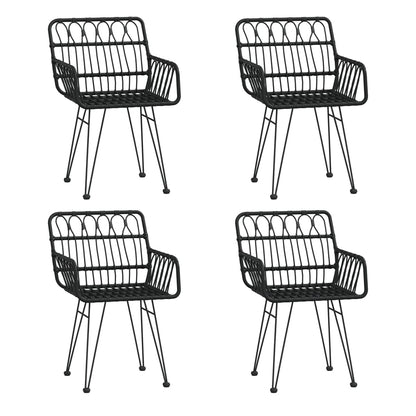 vidaXL Garden Dining Set | Black | PE rattan, steel, tempered glass
