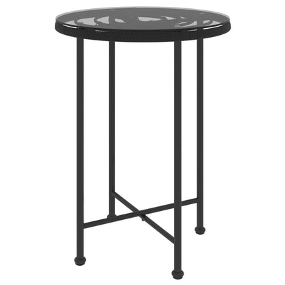 vidaXL Garden Dining Set | Black | PE rattan, steel, tempered glass