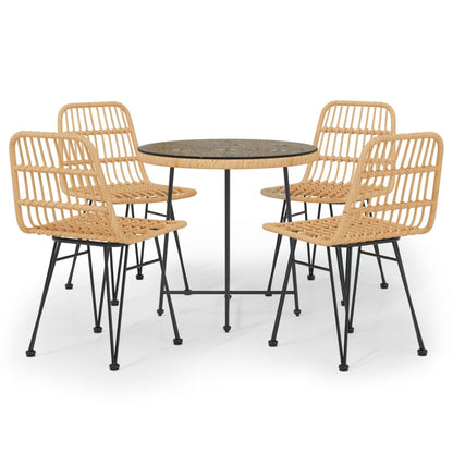 vidaXL Garden Dining Set | Black | Poly Rattan | Medium | Tough