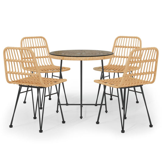 vidaXL Garden Dining Set | Black | Poly Rattan | Medium | Tough