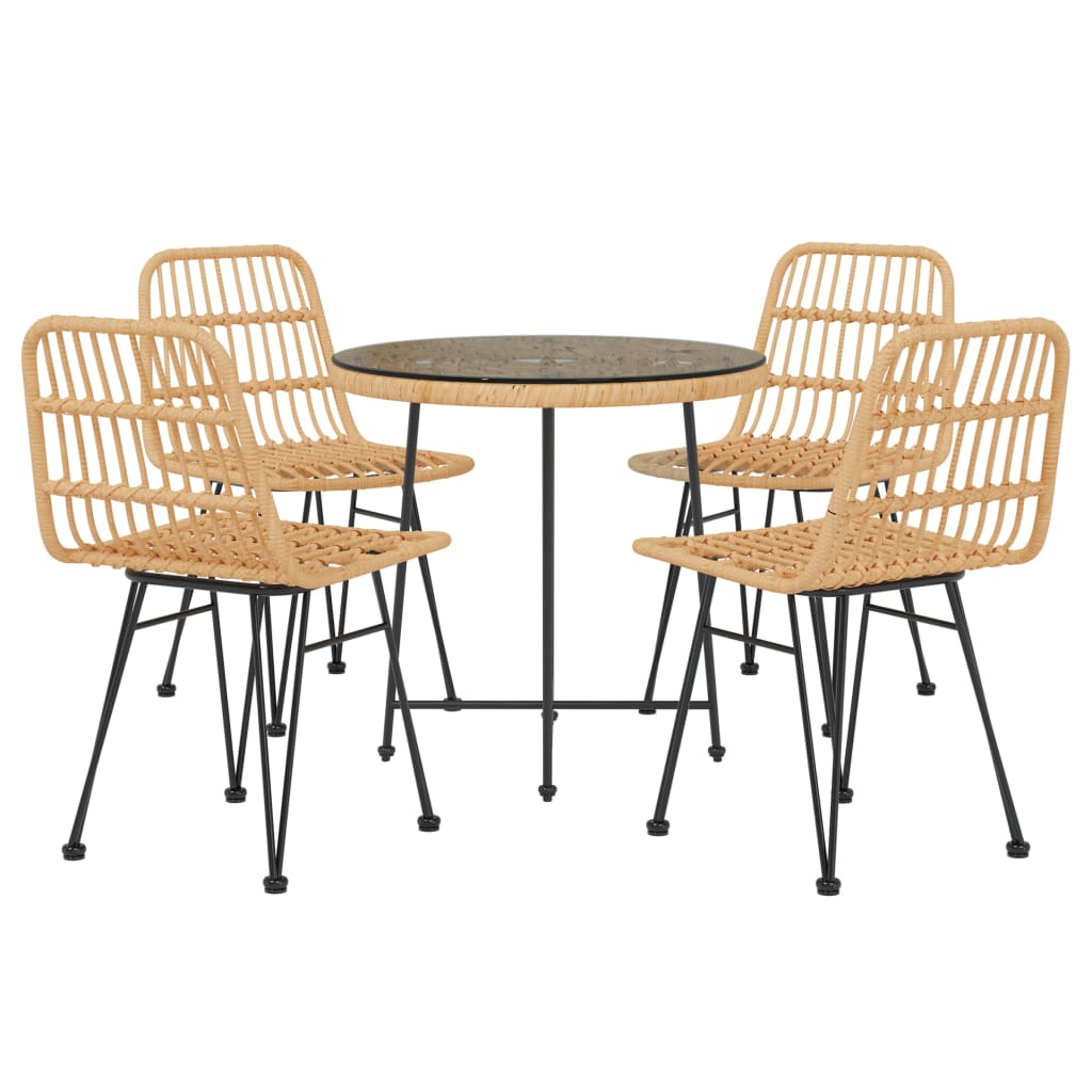 vidaXL Garden Dining Set | Black | Poly Rattan | Medium | Tough