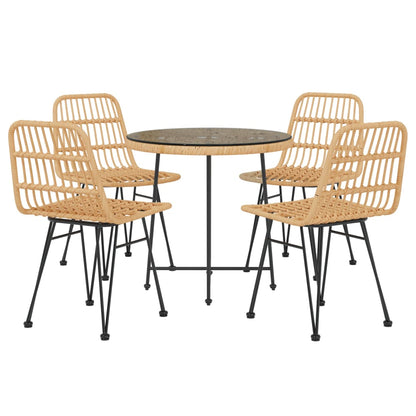 vidaXL Garden Dining Set | Black | Poly Rattan | Medium | Tough