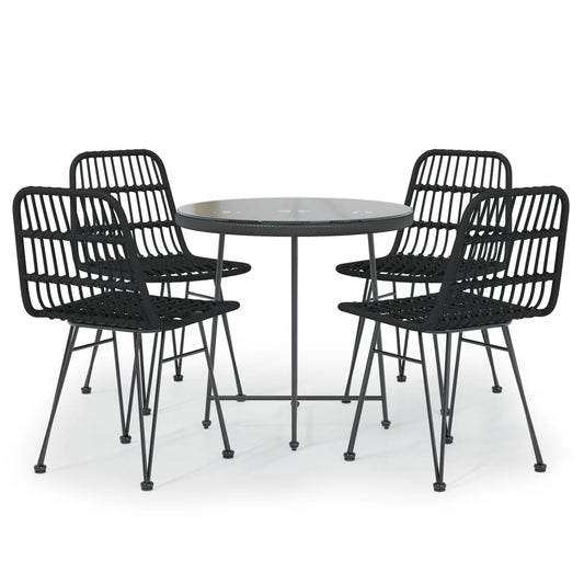 vidaXL Garden Dining Set | Black | Steel | Medium | Durable | Garden Dining Set