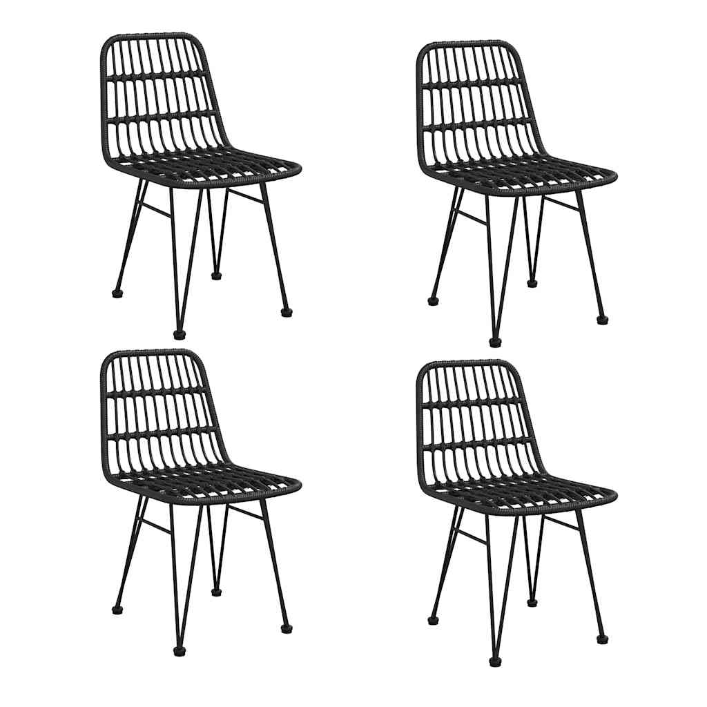 vidaXL 5 Piece Garden Dining Set Black Poly Rattan