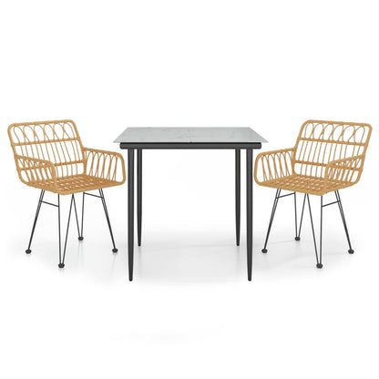 vidaXL Garden Dining Set | Black | Steel, Tempered Glass, Polyethylene | Medium