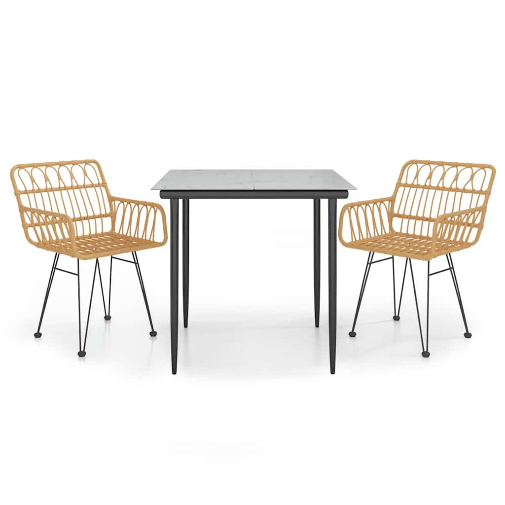 vidaXL 3 Piece Garden Dining Set Poly Rattan