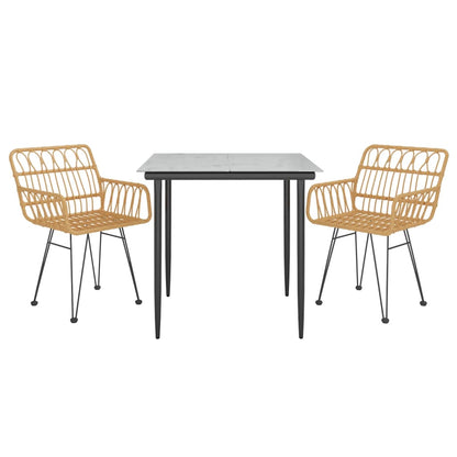 vidaXL Garden Dining Set | Black | Steel, Tempered Glass, Polyethylene | Medium