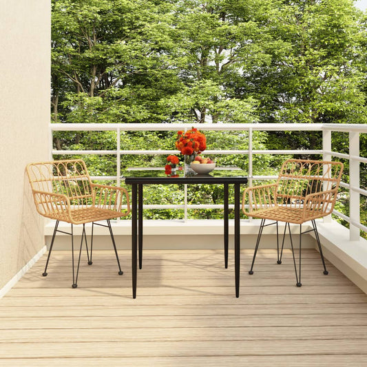 vidaXL Garden Dining Set | Black | Steel, Tempered Glass, Polyethylene | Medium