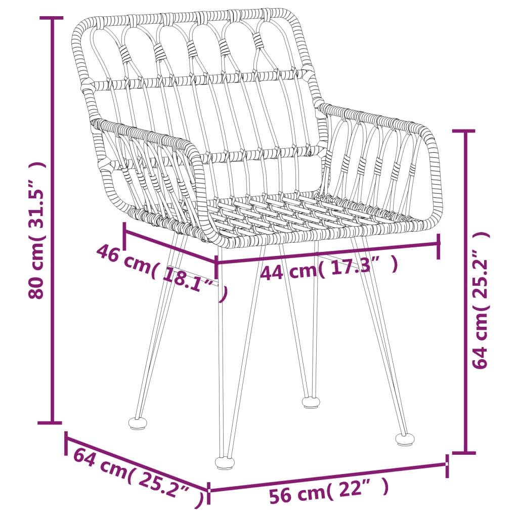 vidaXL Garden Dining Set | Black | Steel | Medium | Durable | Garden Dining Set