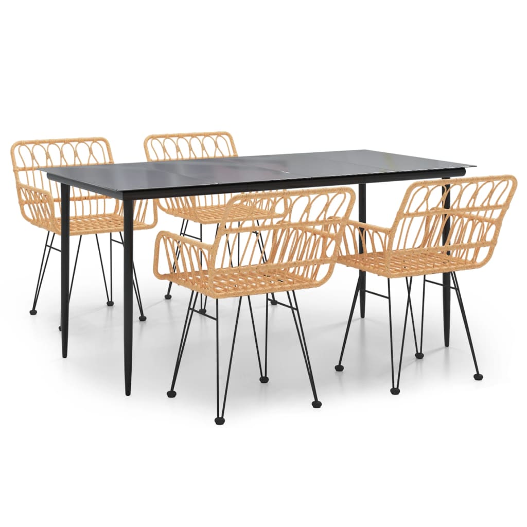 vidaXL 5 Piece Garden Dining Set Poly Rattan