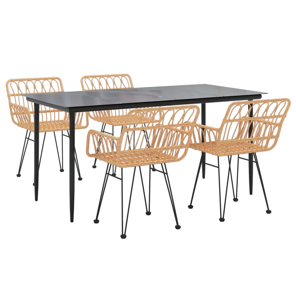 vidaXL 5 Piece Garden Dining Set Poly Rattan