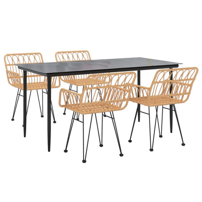 vidaXL 5 Piece Garden Dining Set Poly Rattan