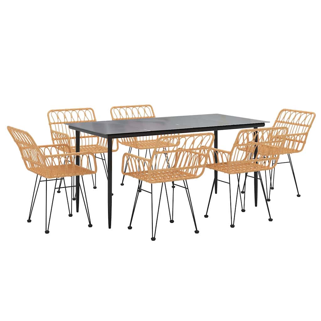 vidaXL 7 Piece Garden Dining Set Poly Rattan