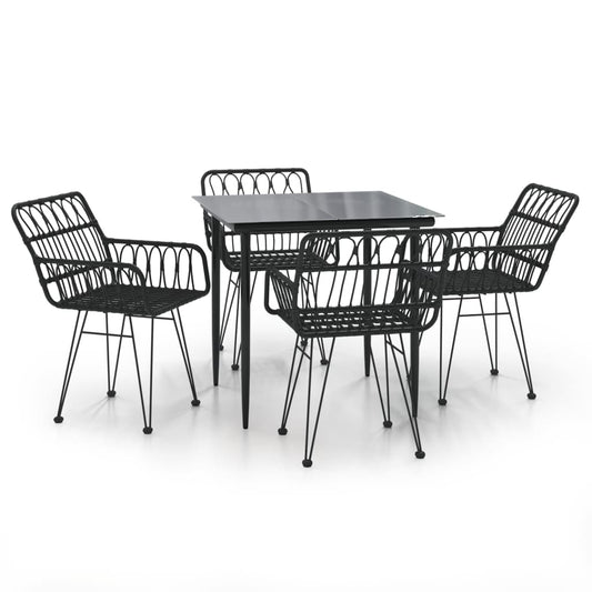 vidaXL Garden Dining Set | Black | Poly Rattan | Standard |  Durable