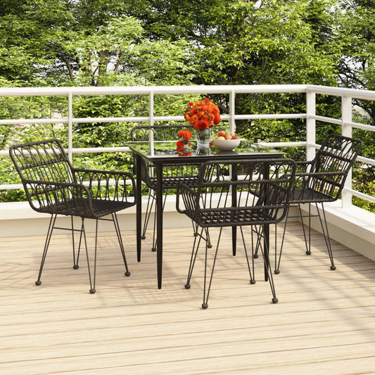 vidaXL Garden Dining Set | Black | Poly Rattan | Standard |  Durable