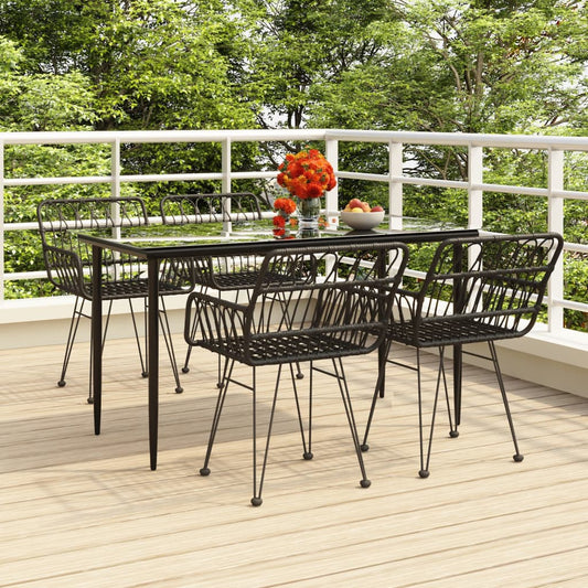 vidaXL Garden Dining Set | Black | Powder-coated steel | Medium | Durable