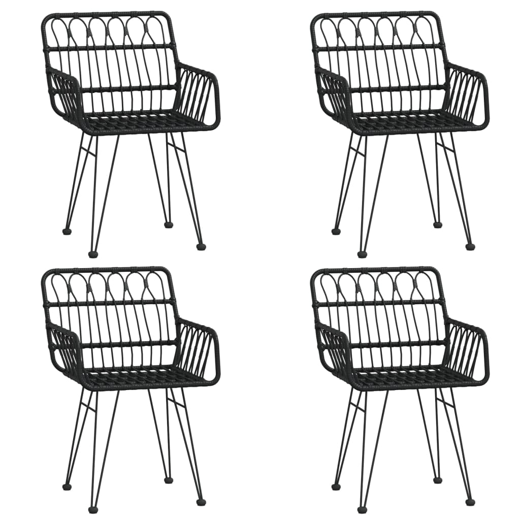 vidaXL Garden Dining Set | Black | Poly Rattan, Tempered Glass, Steel | Medium