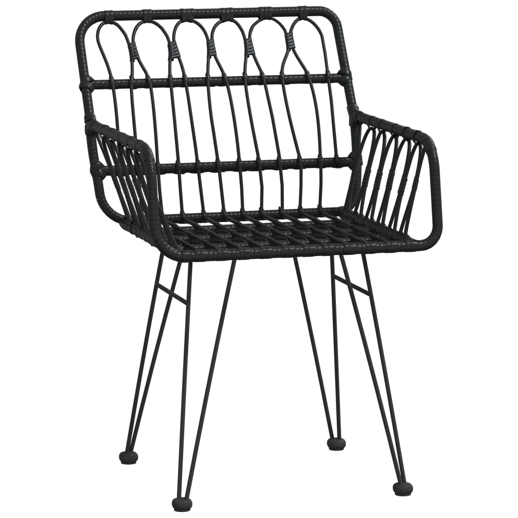 vidaXL Garden Dining Set | Black | Poly Rattan, Tempered Glass, Steel | Medium
