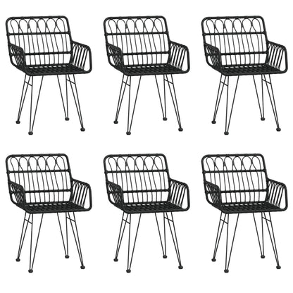 vidaXL 7 Piece Garden Dining Set Black Poly Rattan