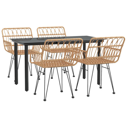 vidaXL 5 Piece Garden Dining Set Poly Rattan