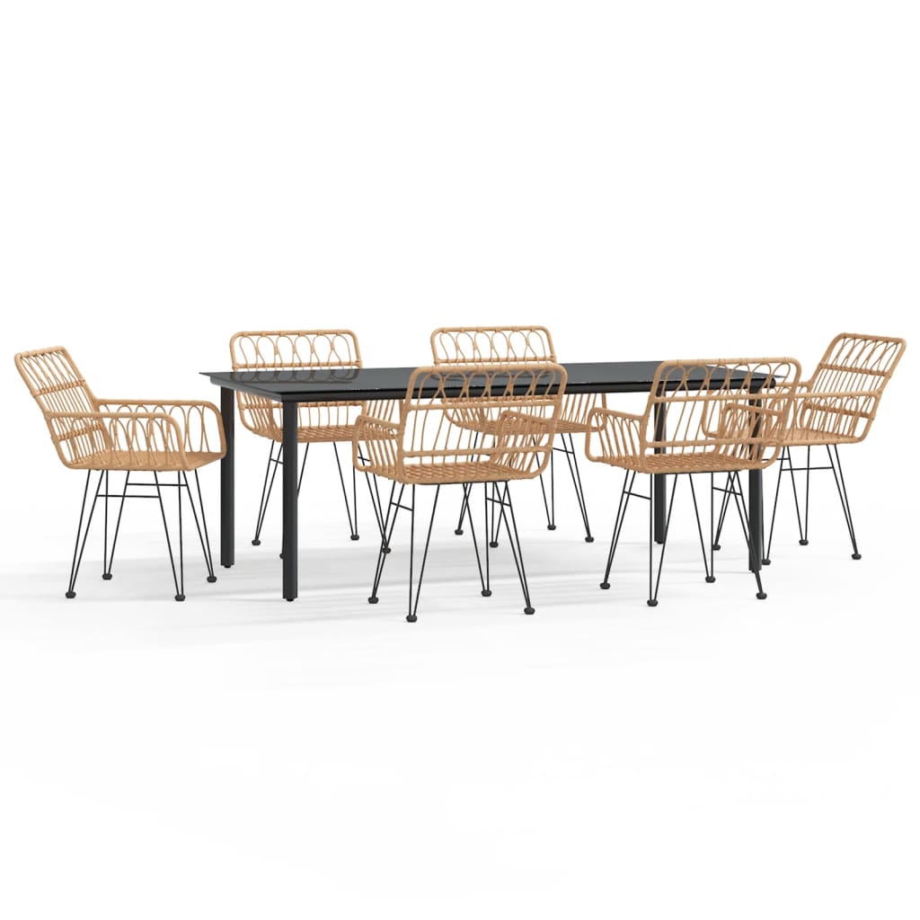 vidaXL 7 Piece Garden Dining Set Poly Rattan