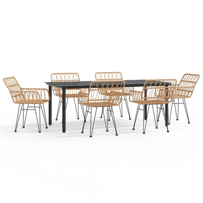 vidaXL 7 Piece Garden Dining Set Poly Rattan