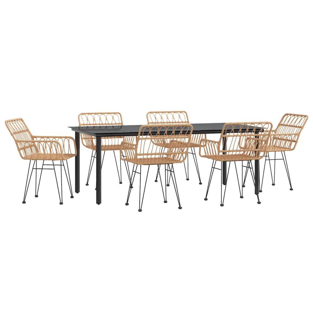 vidaXL 7 Piece Garden Dining Set Poly Rattan