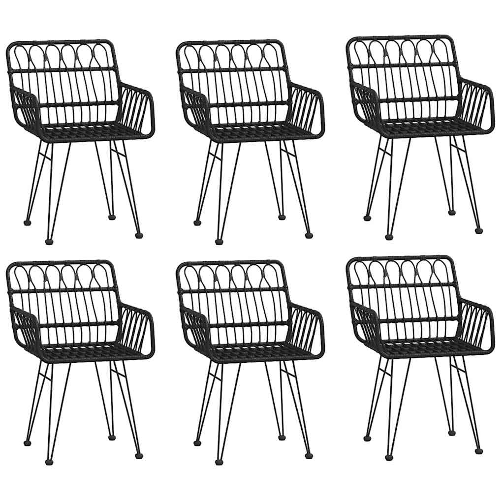vidaXL 7 Piece Garden Dining Set Black Poly Rattan