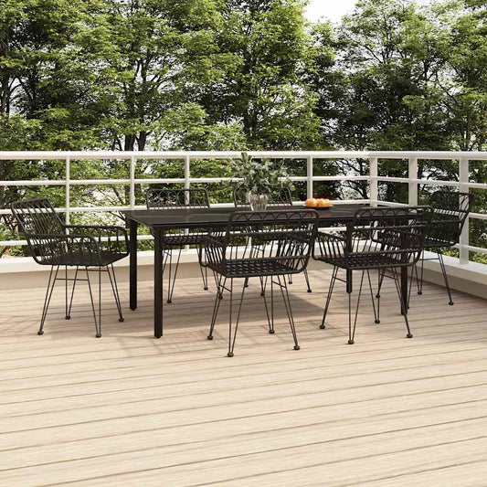 vidaXL 7 Piece Garden Dining Set Black Poly Rattan