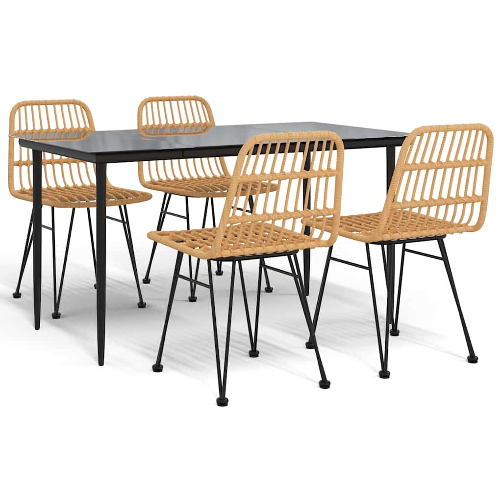vidaXL 5 Piece Garden Dining Set Poly Rattan