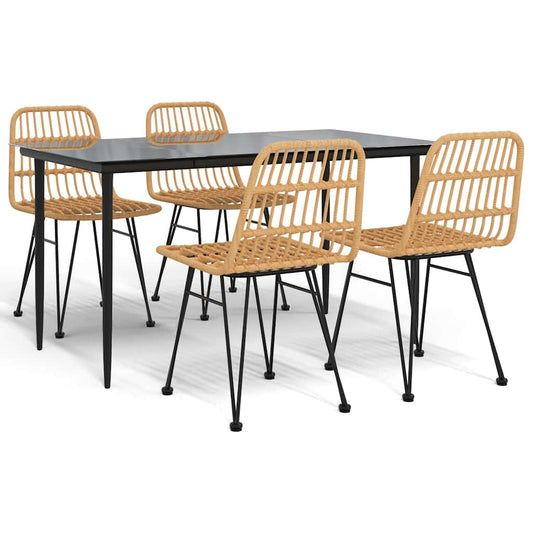 vidaXL 5 Piece Garden Dining Set Poly Rattan